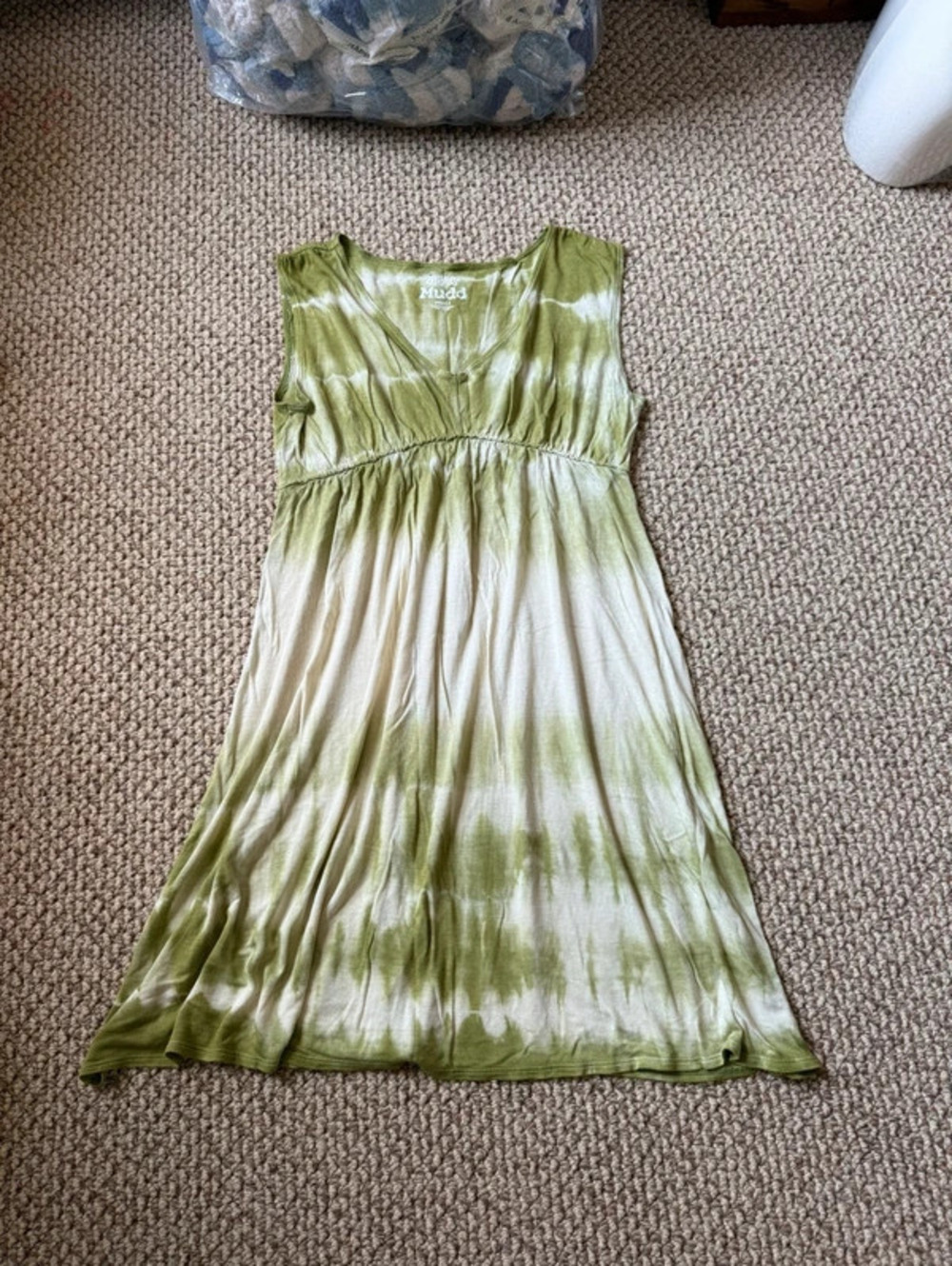y2k green tie dye v neck mini tank summer dress